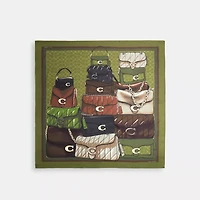 Stacked Tabby Bags Print Silk Square Scarf