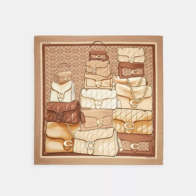 Stacked Tabby Bags Print Silk Square Scarf