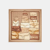 Stacked Tabby Bags Print Silk Square Scarf
