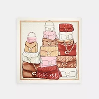 Stacked Tabby Bags Print Silk Square Scarf