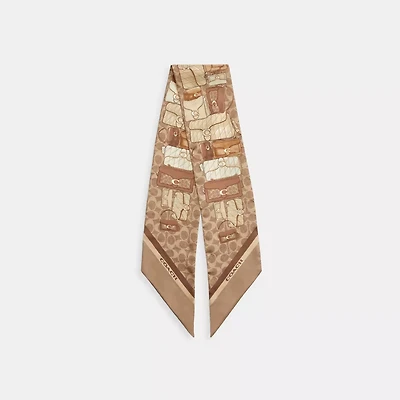 Stacked Tabby Bags Print Silk Skinny Scarf