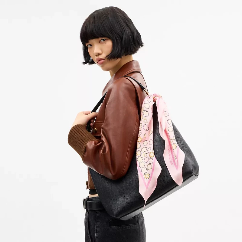 Waterfall Tea Rose Print Silk Diamond Scarf