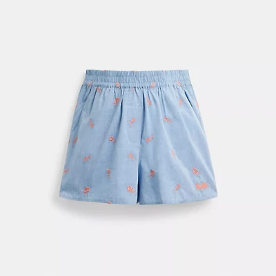 Floral Embroidery Boxer Shorts
