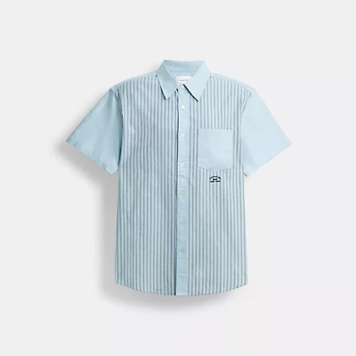 Striped Mixed Media Oxford Shirt