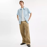 Striped Mixed Media Oxford Shirt