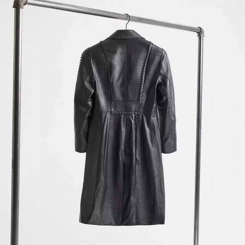 Restored Embellished Leather Coat