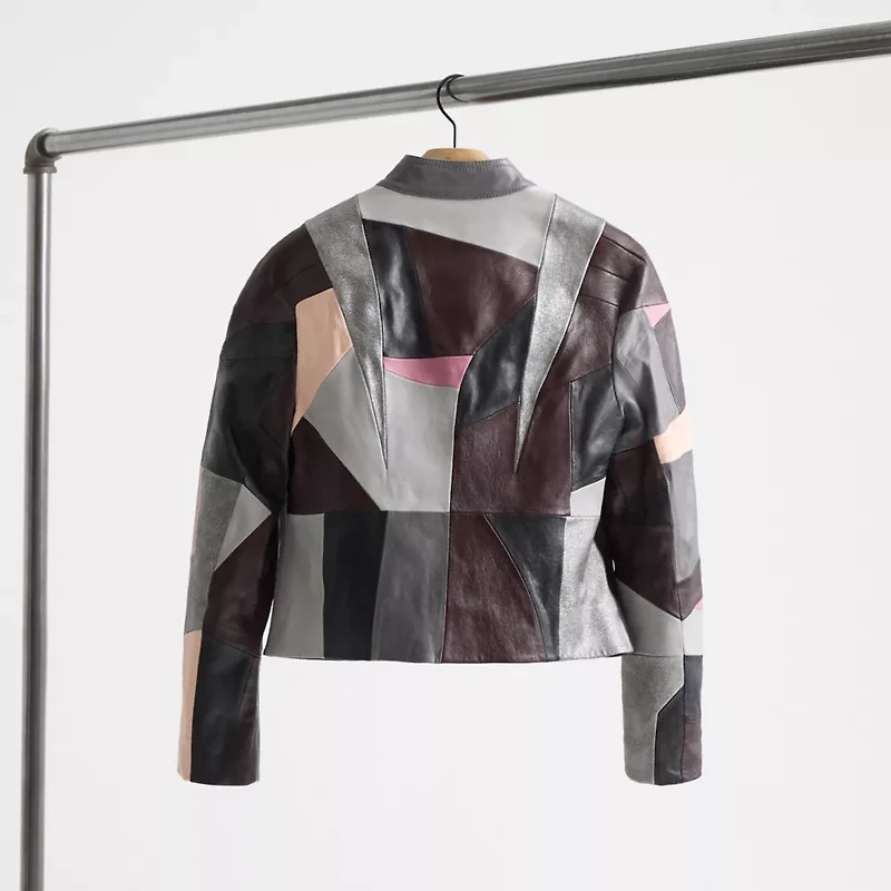 Restored Leather Patchwork Racer Jacket