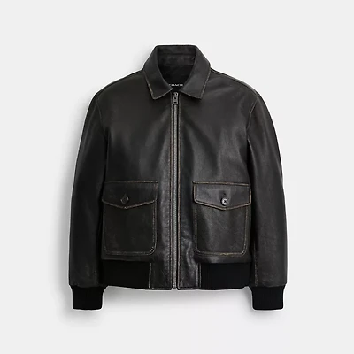 Loveworn Leather Bomber Jacket