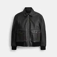 Loveworn Leather Bomber Jacket