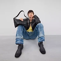 Alter/Ego Slouchy Shoulder Bag In Checkerboard Upcrafted Leather