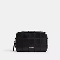 Cosmetic Pouch In Checkerboard Upcrafted Leather