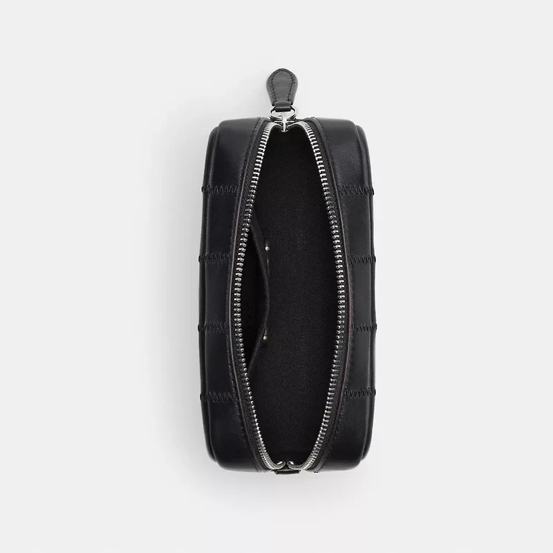 Cosmetic Pouch In Checkerboard Upcrafted Leather
