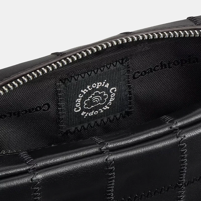 Cosmetic Pouch In Checkerboard Upcrafted Leather