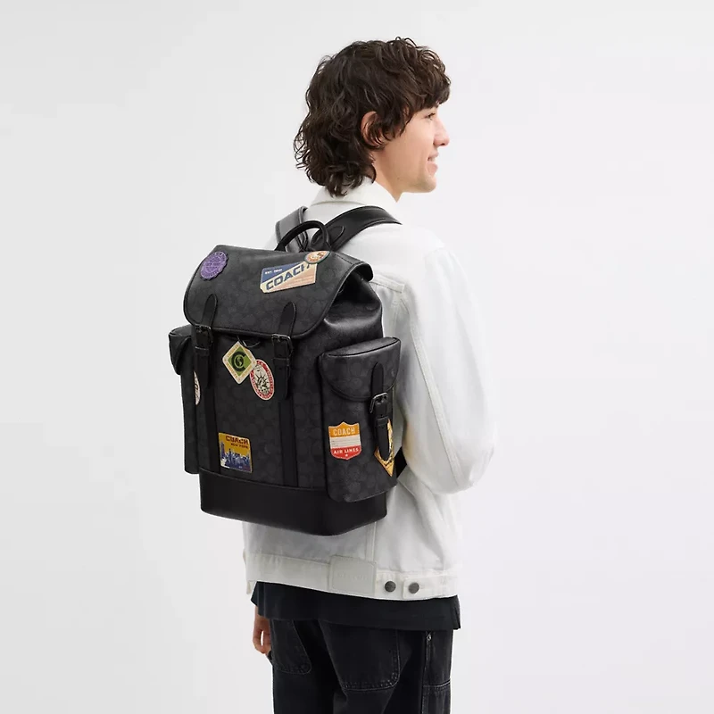 Hitch Backpack In Signature Canvas With Patches