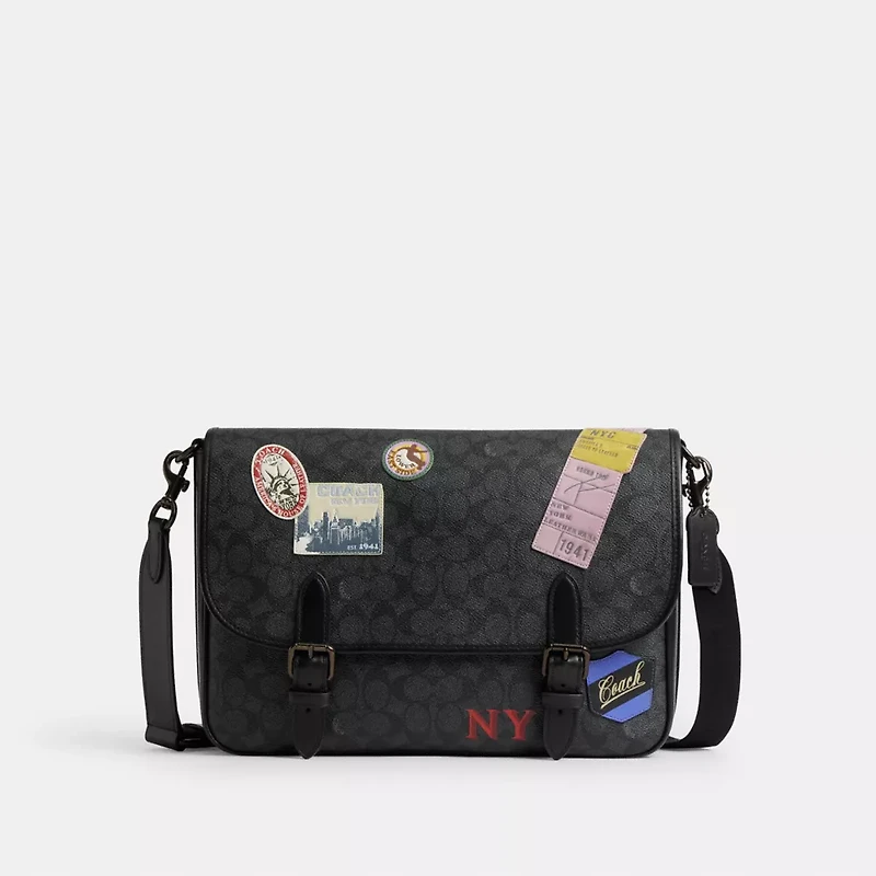 Hitch Messenger Bag In Signature Canvas With Patches