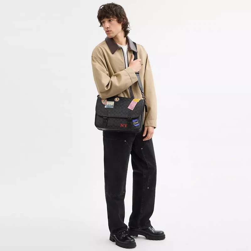 Hitch Messenger Bag In Signature Canvas With Patches