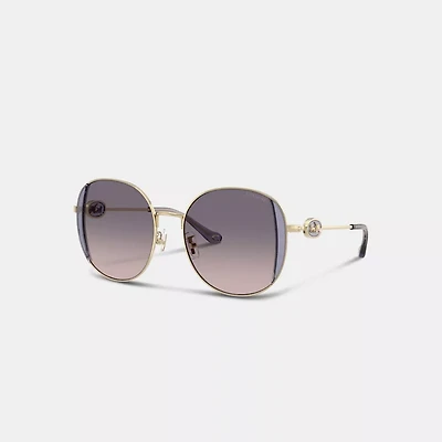 Horse And Carriage Metal Round Sunglasses