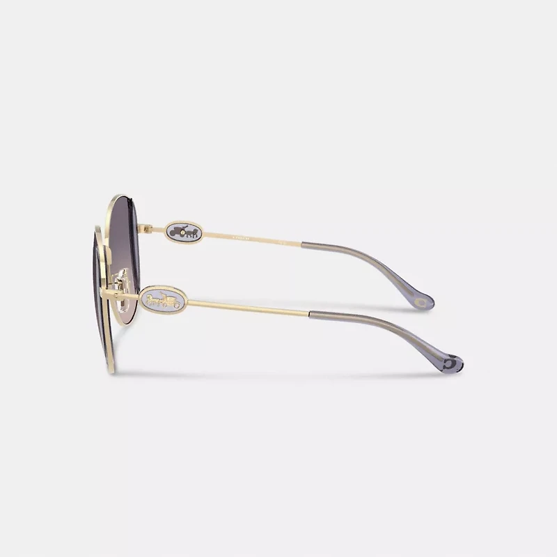 Horse And Carriage Metal Round Sunglasses