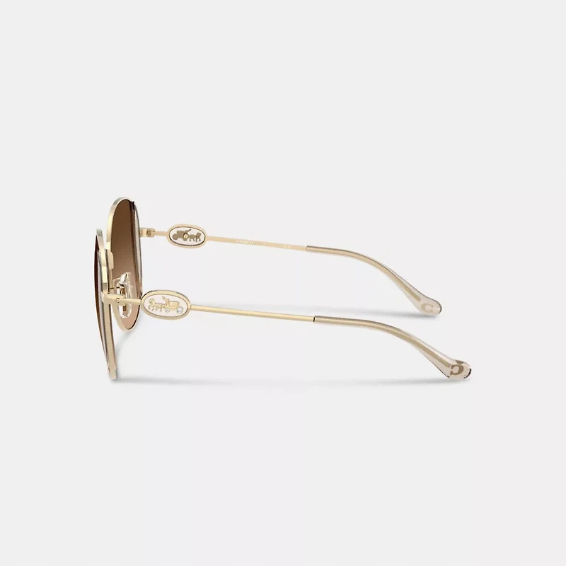Horse And Carriage Metal Round Sunglasses