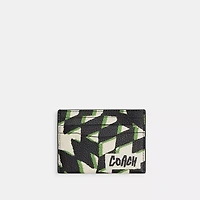 Card Case With Geo Check Print