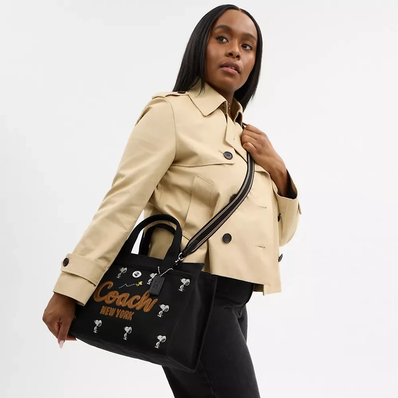 Coach X Peanuts Cargo Tote Bag With Snoopy Print