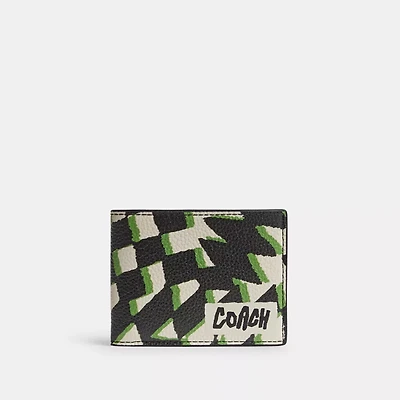 Slim Billfold Wallet With Geo Check Print