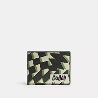 Slim Billfold Wallet With Geo Check Print