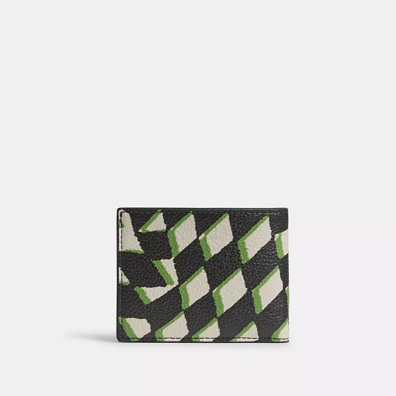 Slim Billfold Wallet With Geo Check Print