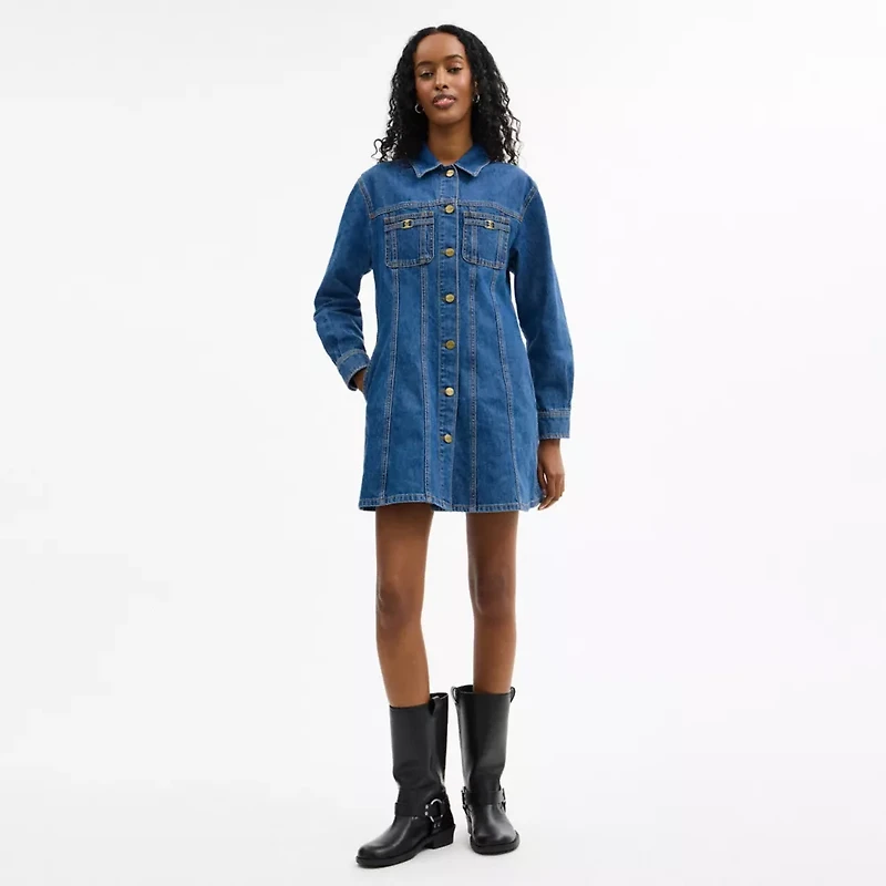 Long Sleeve Denim Dress Organic Cotton