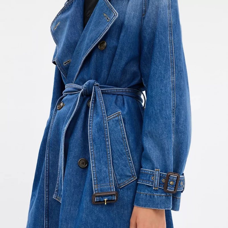 Relaxed Denim Trench Coat Organic Cotton