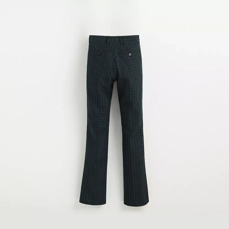 Restored Gingham Straight Leg Trousers