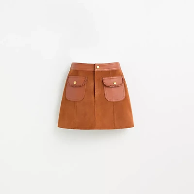 Restored Braided Suede Mini Skirt