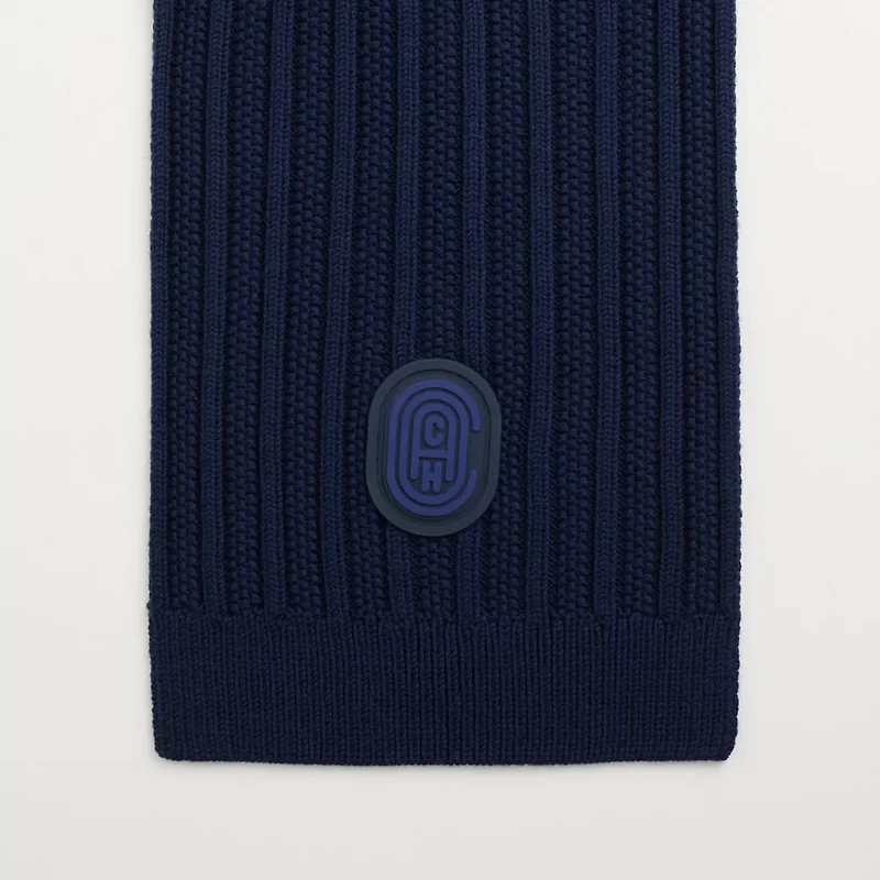 Restored Double Signature Retro Patch Knit Scarf