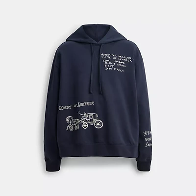 Sketch Horse And Carriage Relaxed Hoodie