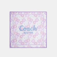 Coach Script Floral Print Silk Square Scarf
