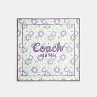 Coach Script Floral Print Silk Square Scarf