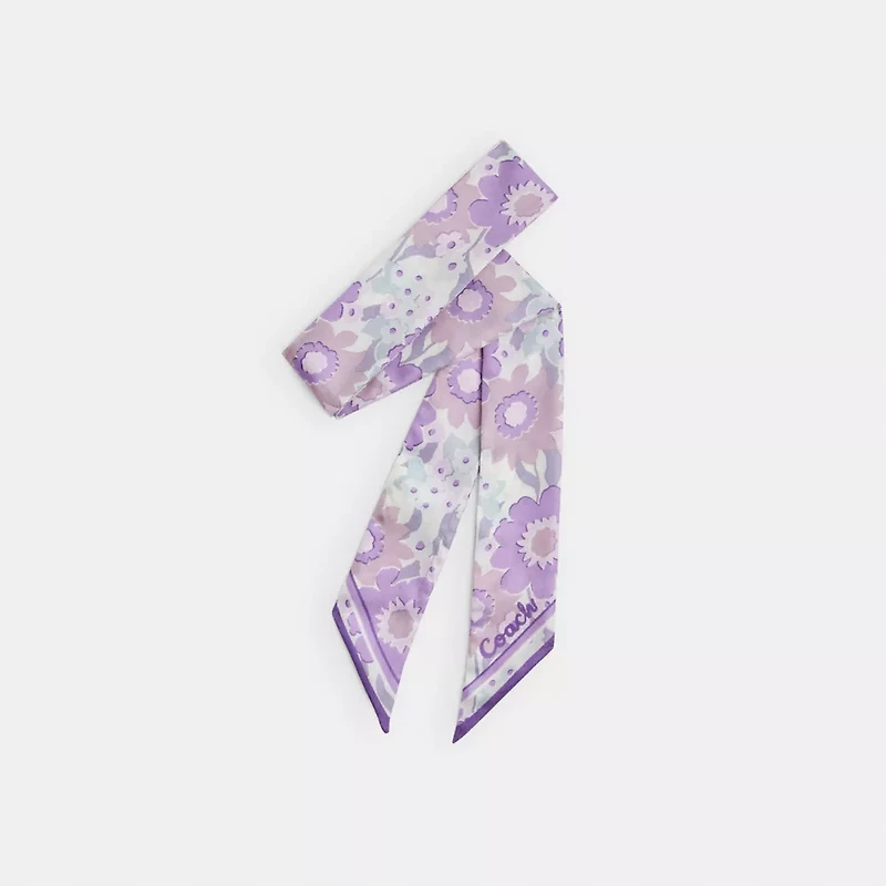 Floral Print Silk Skinny Scarf