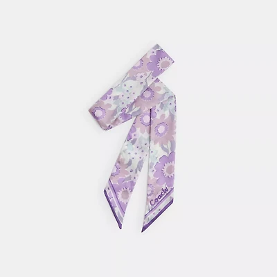 Floral Print Silk Skinny Scarf