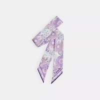 Floral Print Silk Skinny Scarf