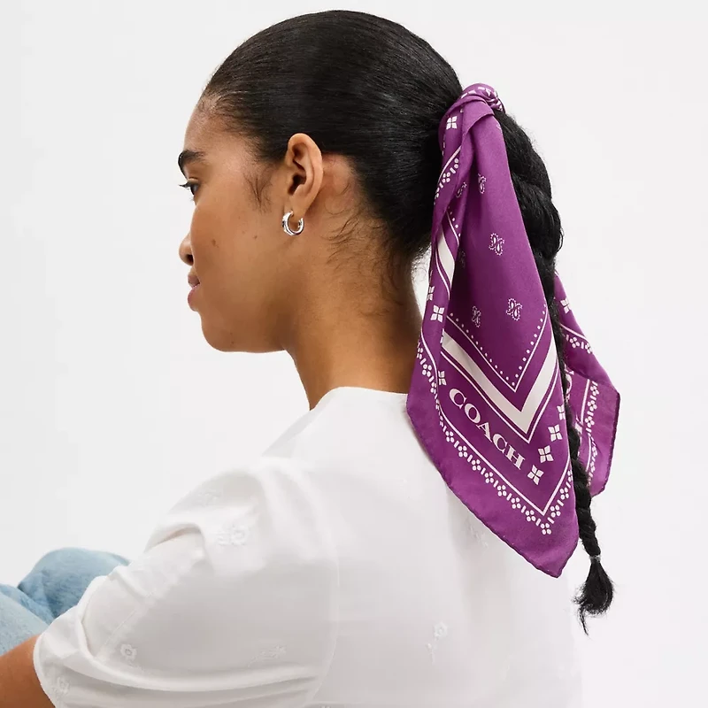 Floral Print Silk Skinny Scarf