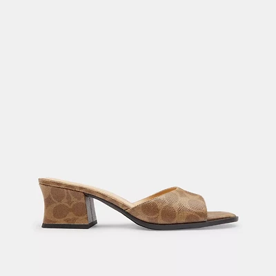 Sculpted C Block Heel Sandal Signature Canvas