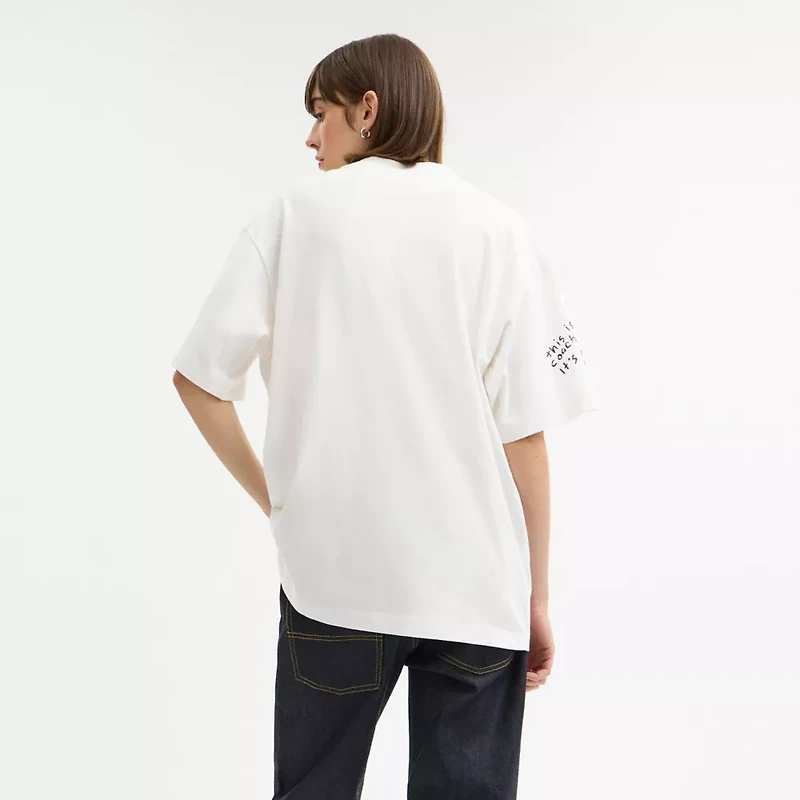 Heritage Sketch Print Relaxed T Shirt Organic Cotton