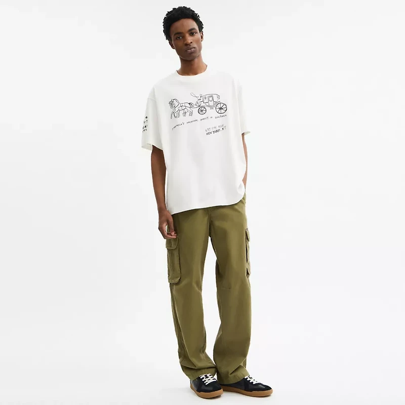 Heritage Sketch Print Relaxed T Shirt Organic Cotton