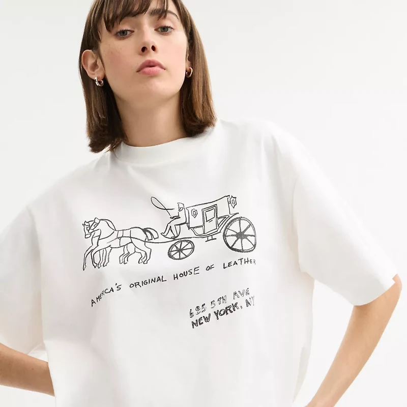 Heritage Sketch Print Relaxed T Shirt Organic Cotton