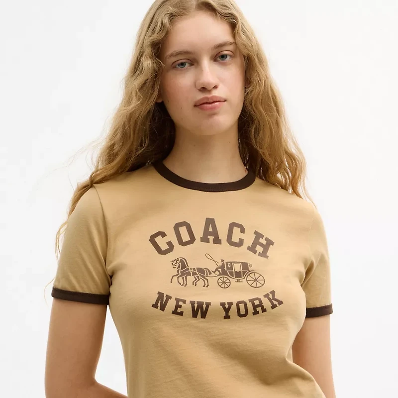 Horse And Carriage Ringer T-Shirt In Organic Cotton