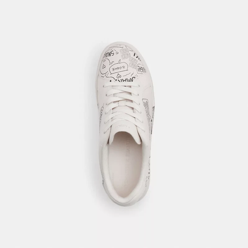 Coach X Peanuts High Line Sneaker With Newspaper Print