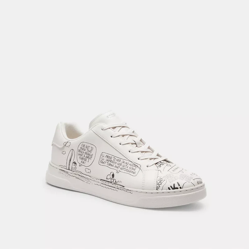 Coach X Peanuts High Line Sneaker With Newspaper Print