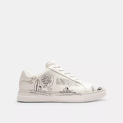 Coach X Peanuts High Line Sneaker With Newspaper Print