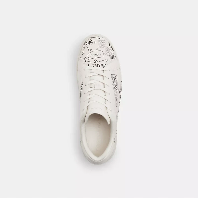 Coach X Peanuts High Line Sneaker With Newspaper Print