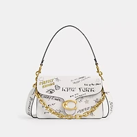 Chain Tabby Shoulder Bag With Sketch Print